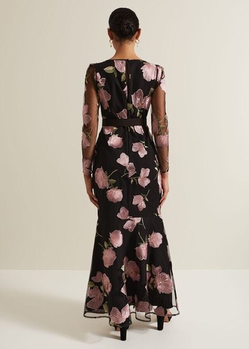 Phase Eight Genny Floral Print Embroidered Dres Dress Multicolor USA | 3296105-BY